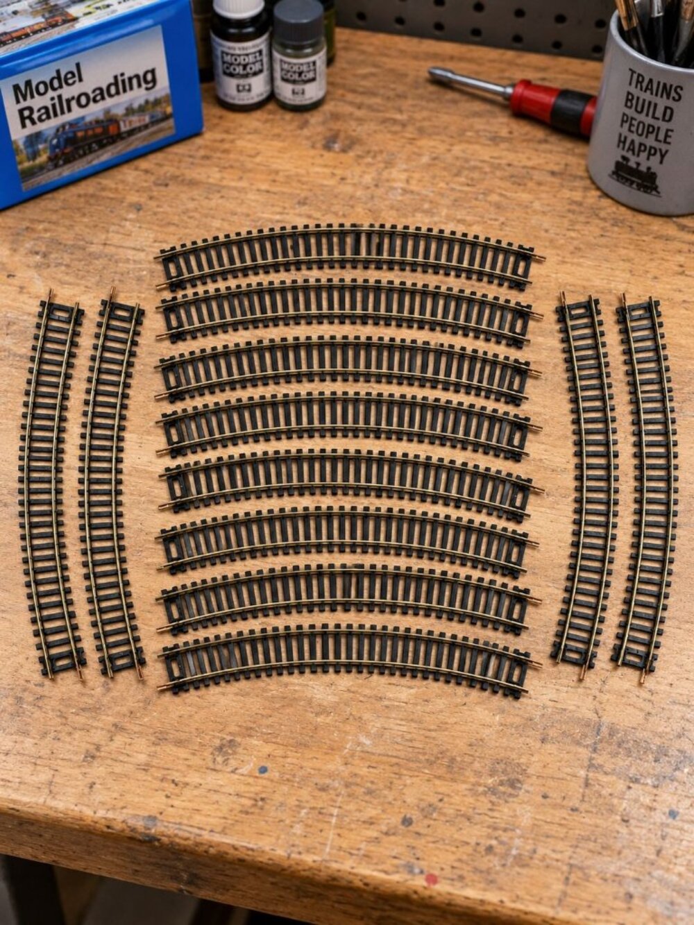 Bachmann HO Gauge Set 12Pc Curved Electric Train Tracks Snap-In Steel Gold 10"